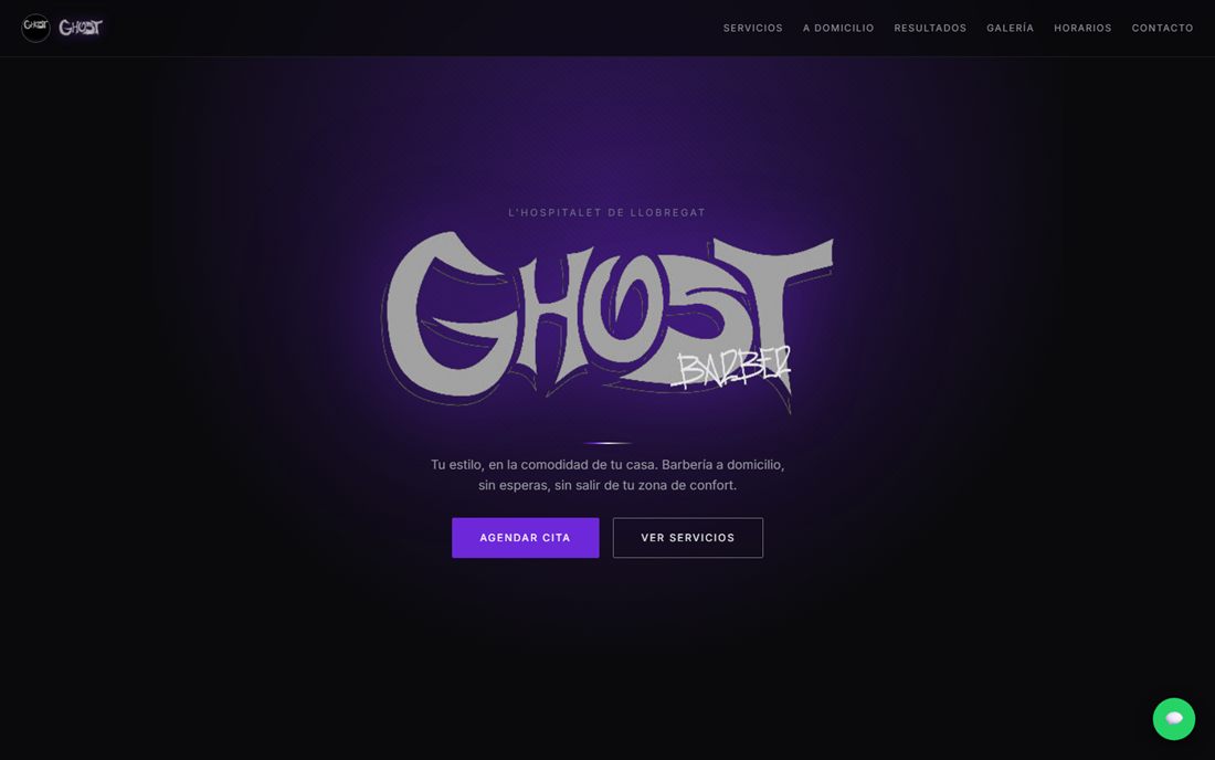 Diseño conceptual de la web de Ghost Barber